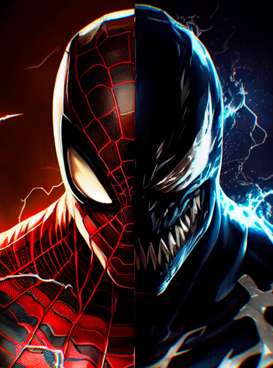 Cuadro de Spider-Man y Venom - Arte en Resina Epoxi, Héroe vs Villano